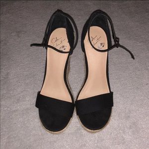 Black ankle strap wedges